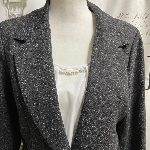 NWOT Blazer Charcoal Heather-Print Sz 12 - Picture 4 of 15